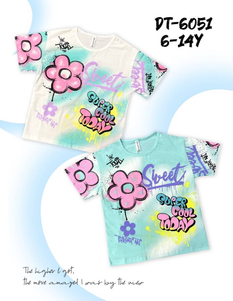 Bluzka dziewczęcy. Roz 6-14. Mix Kolor Paczka 5 szt. 1